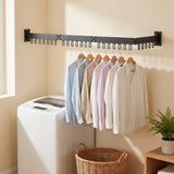 Retractable Drying Rack With Folding Wall-Mounted Design For Clothes Drying Space-Saving Solution That Disappears When Not In Use - Image 17