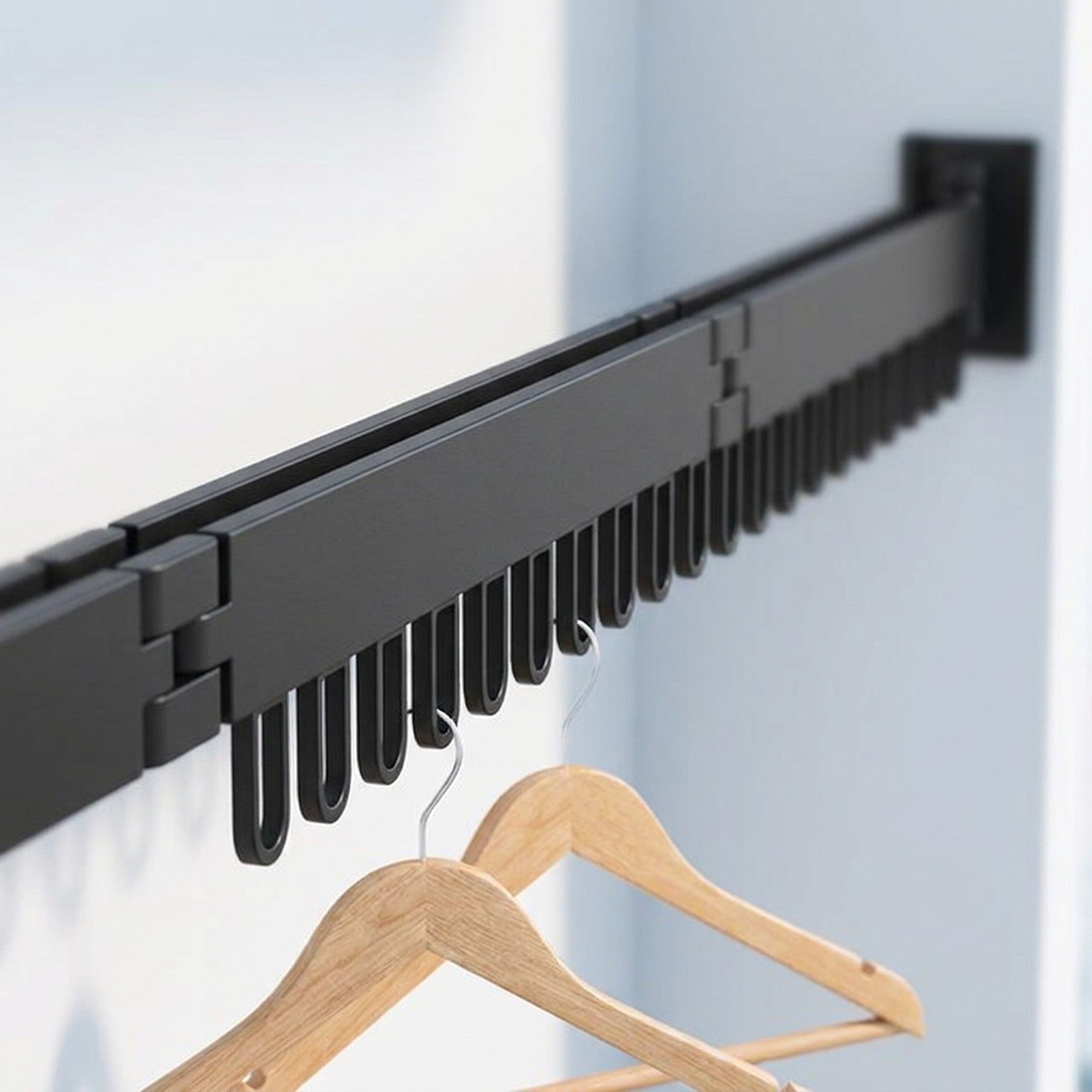Retractable Drying Rack With Folding Wall-Mounted Design For Clothes Drying Space-Saving Solution That Disappears When Not In Use - Image 5
