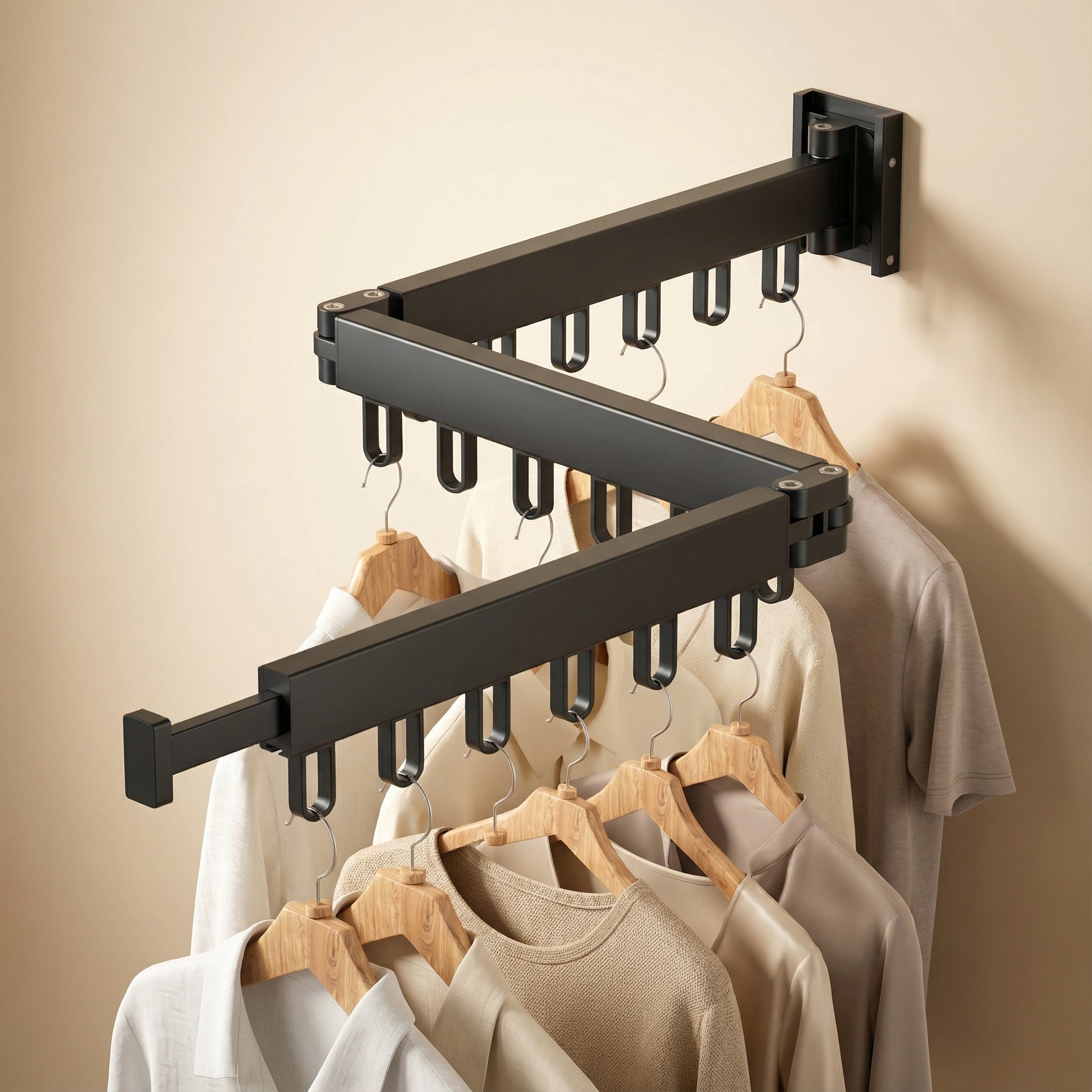 Retractable Wall Drying Rack With Space-Saving Design To Reclaim Valuable Floor Space And Securely Dry Various Garments - Image 1
