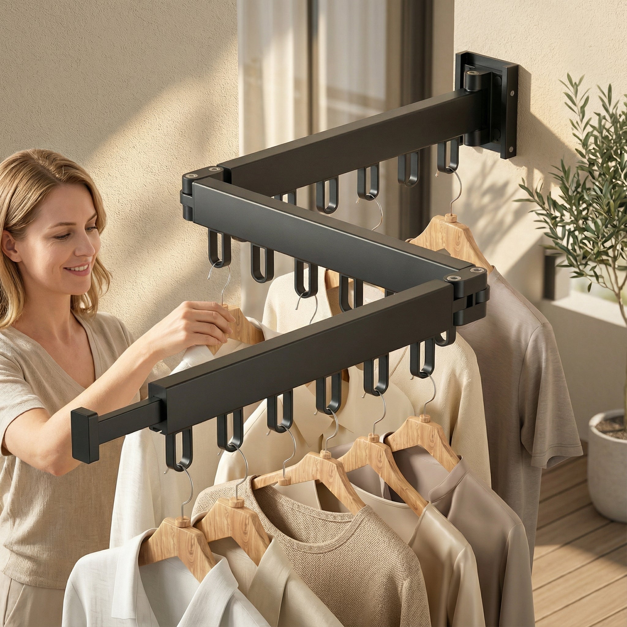 Retractable Wall Drying Rack With Space-Saving Design To Reclaim Valuable Floor Space And Securely Dry Various Garments - Image 6