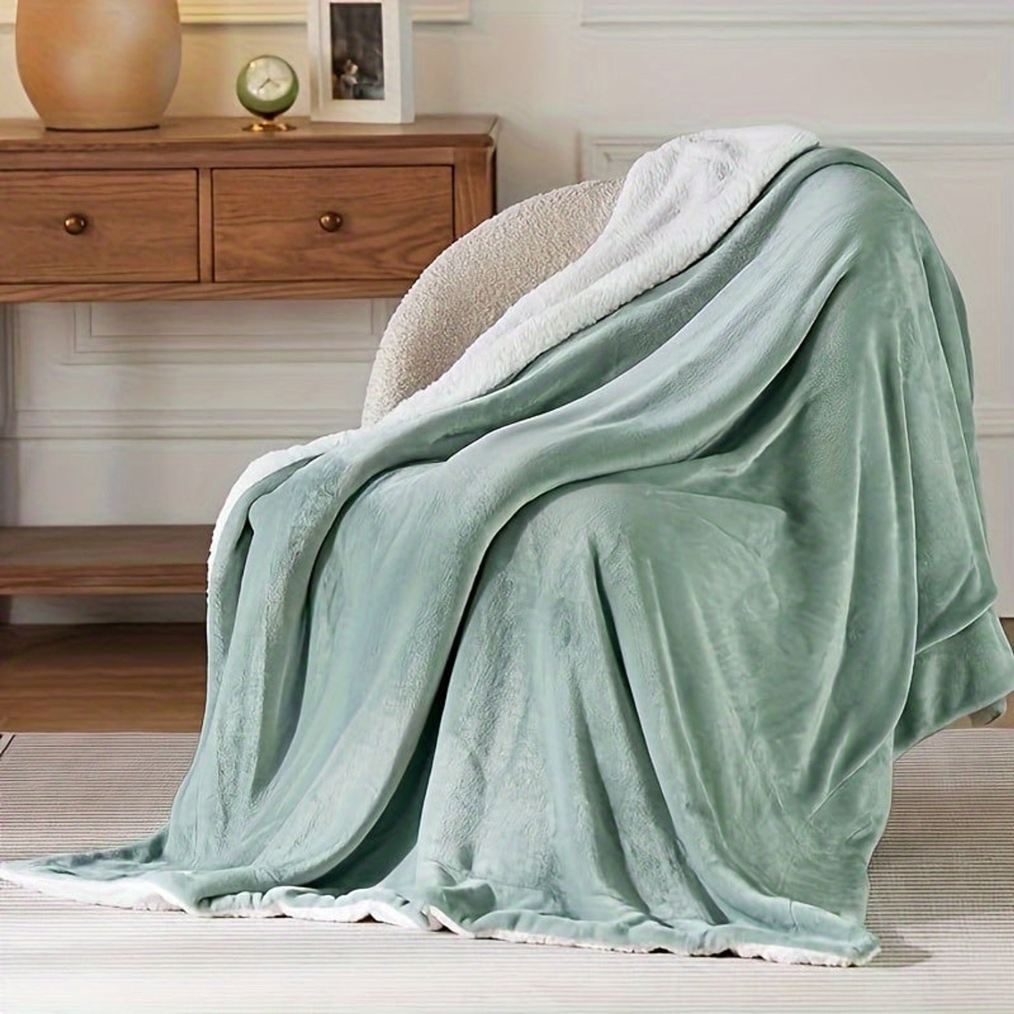 Reversible Fleece Blanket With Plush Flannel And Sherpa Sides - Image 5