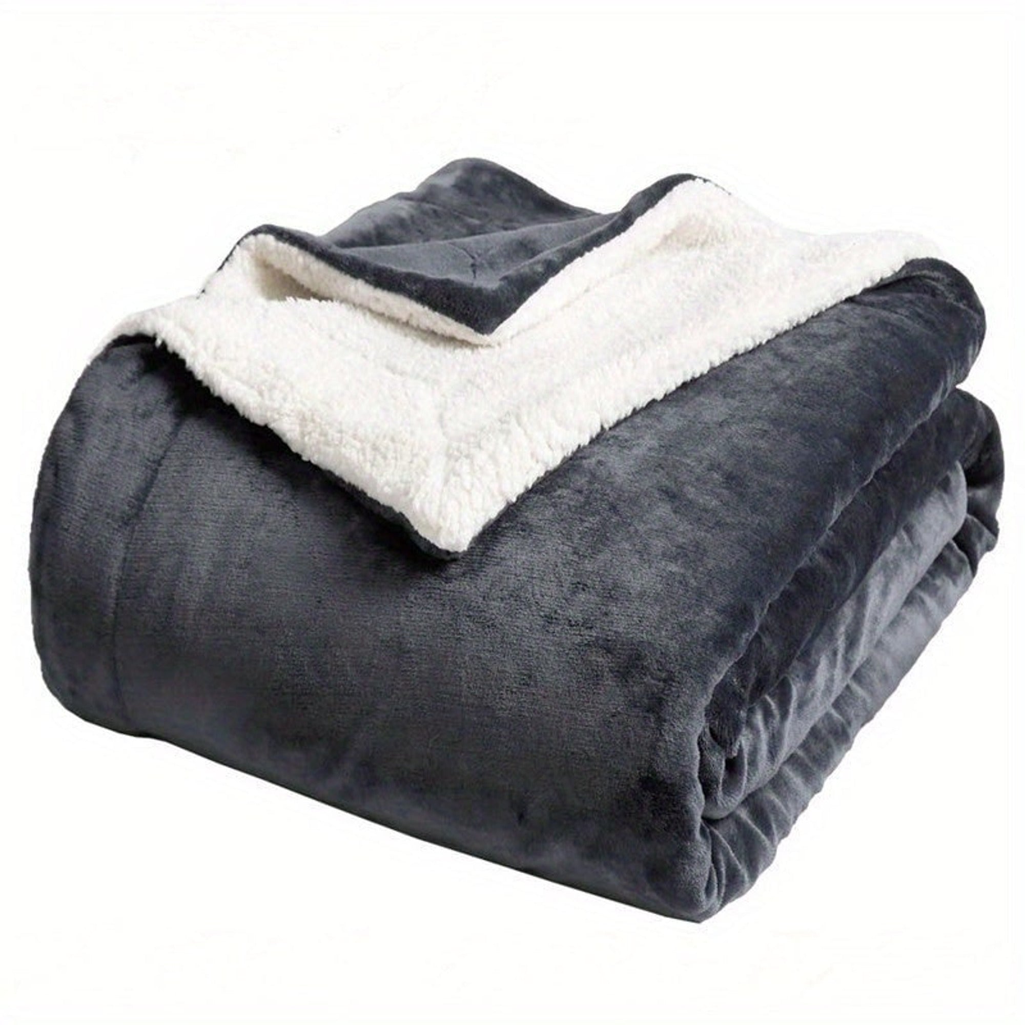 Reversible Fleece Blanket With Plush Flannel And Sherpa Sides - Image 8