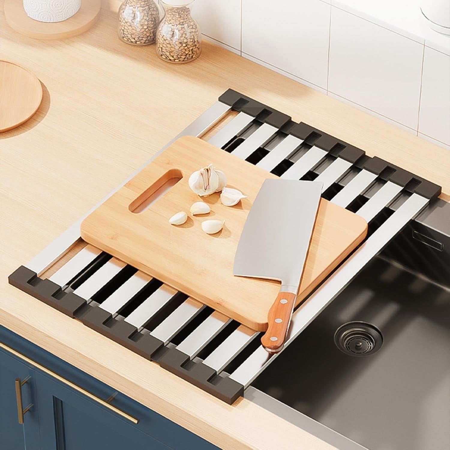 Rollable Drying Rack Over The Sink Dish Space-Saving And Stainless Steel Drainer With Rust Heat And Wear Resistance - Image 2