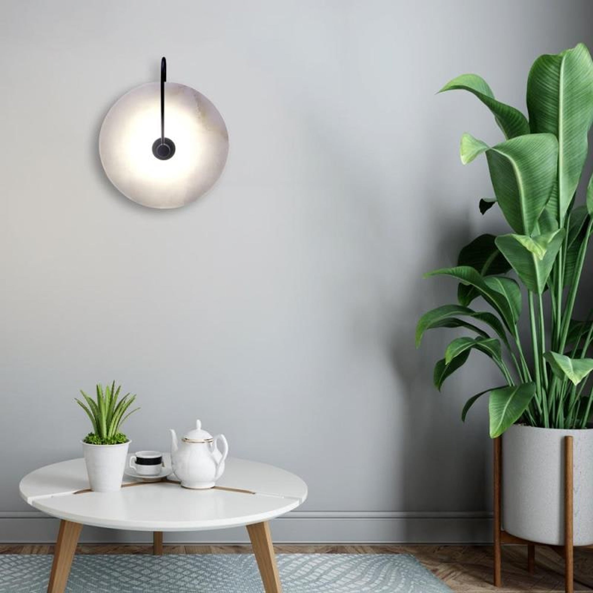 Round Marble Wall Lights With Artificial Stone Shade - Image 3