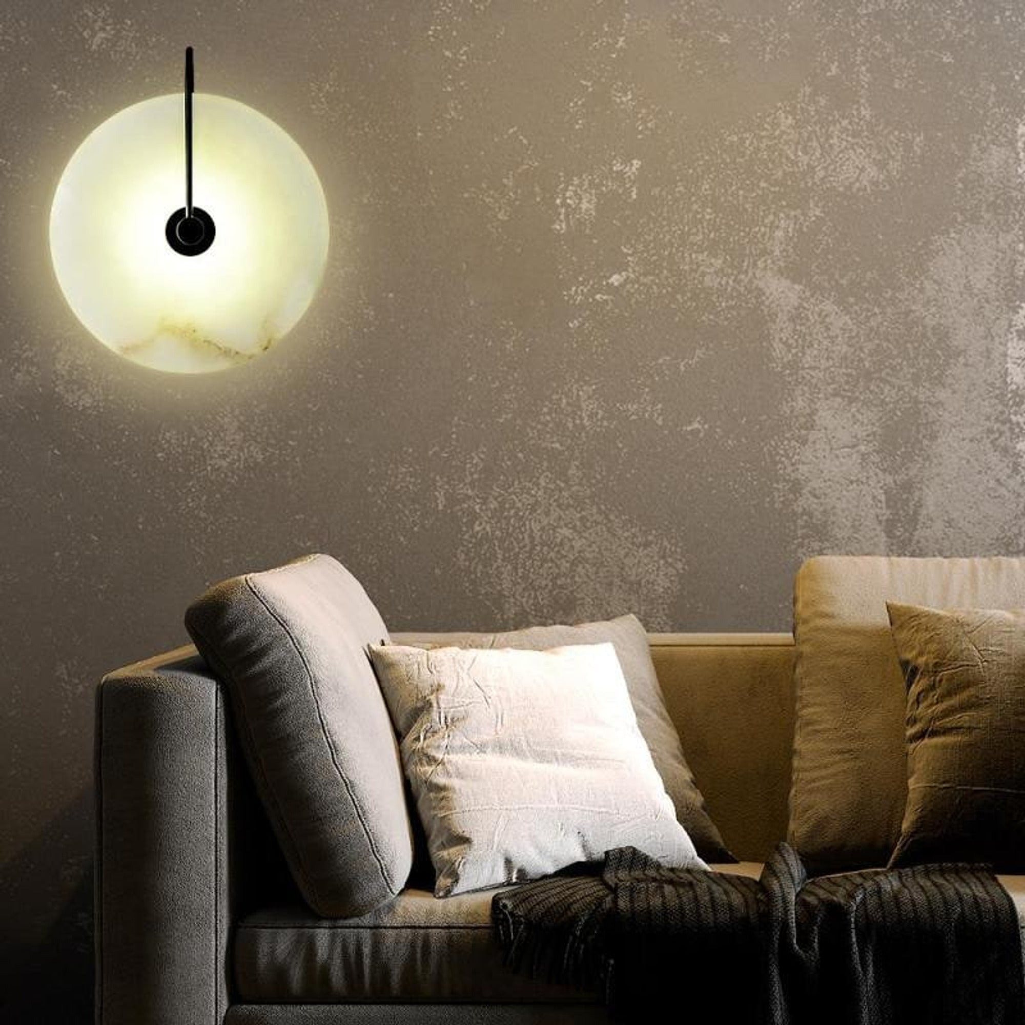Round Marble Wall Lights With Artificial Stone Shade - Image 6