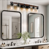 Rustic Wall Mounted Vanity Light With Wood And Metal Shades - Image 2