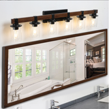 Rustic Wall Mounted Vanity Light With Wood And Metal Shades - Image 4