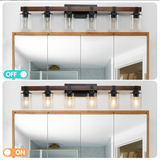 Rustic Wall Mounted Vanity Light With Wood And Metal Shades - Image 7