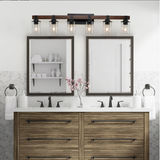 Rustic Wall Mounted Vanity Light With Wood And Metal Shades - Image 8