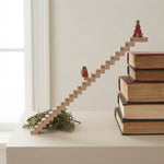 Santa Christmas Advent Calendar With Art Deco Climbing Ladder Design In Brown Engineered Wood - Image 1