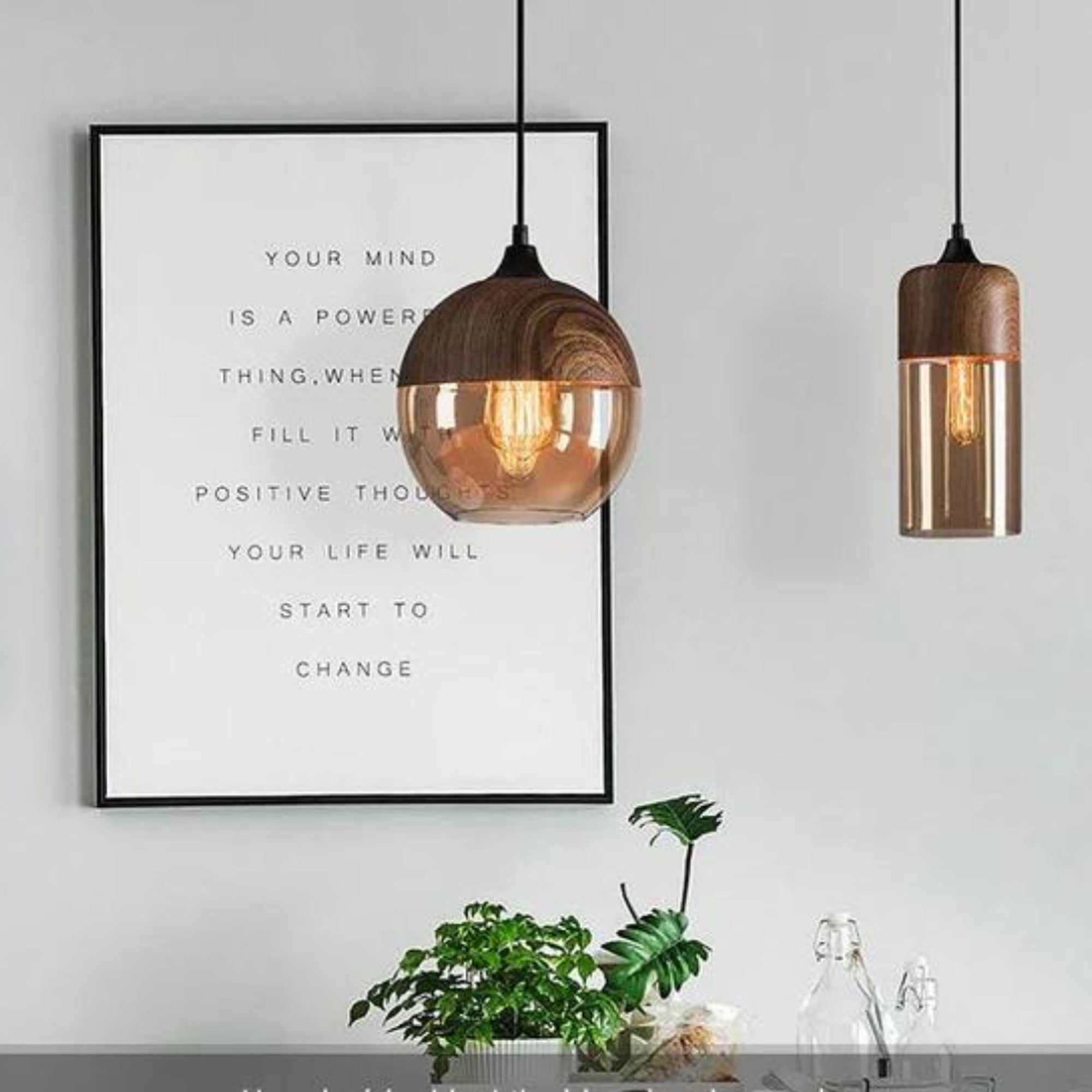 Scandinavian Pendant Light Glass Shade Modern Minimalist - Image 8
