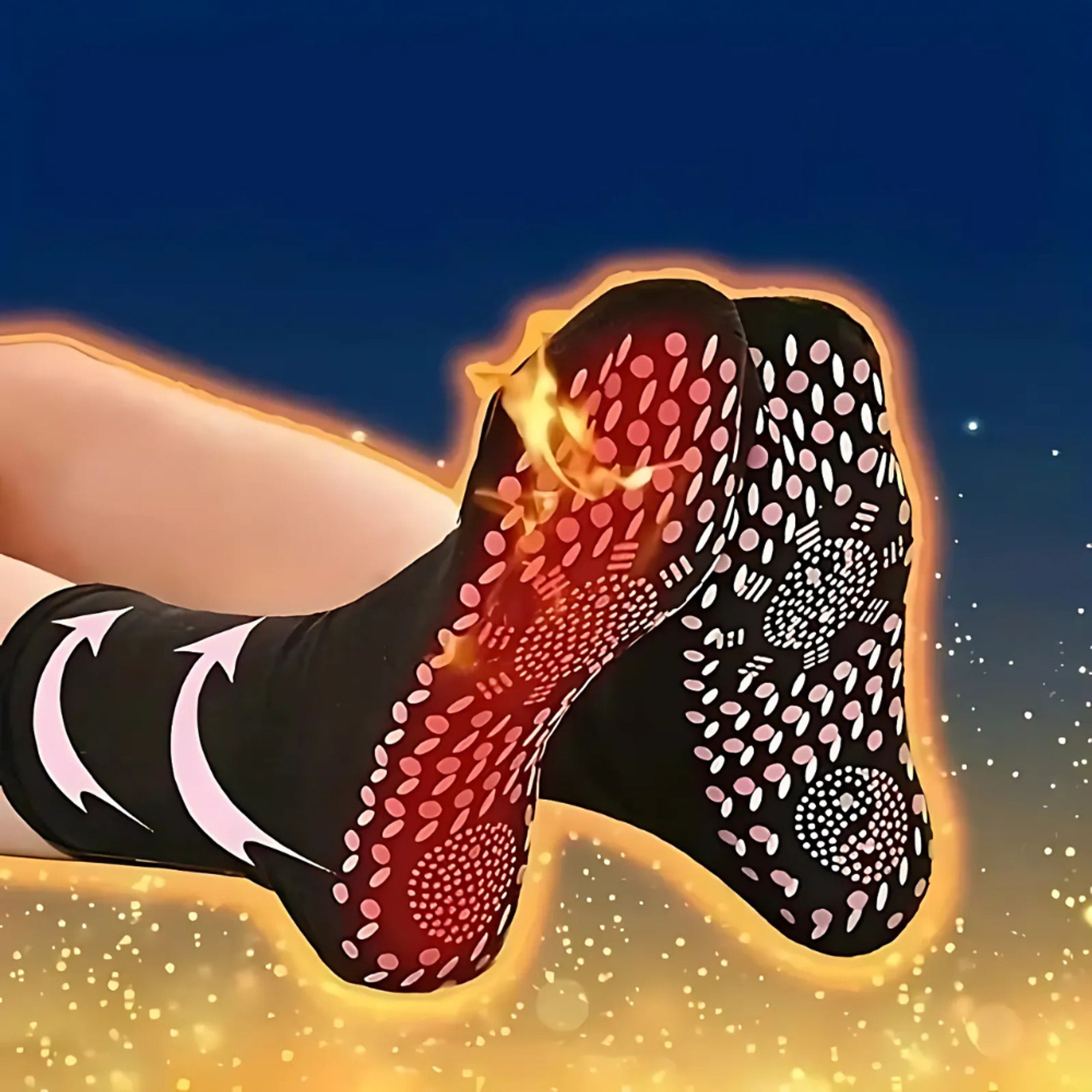 Self Heating Socks Heated Warm Thermal Crew Knit With Non-Slip Grip Soles - Image 1