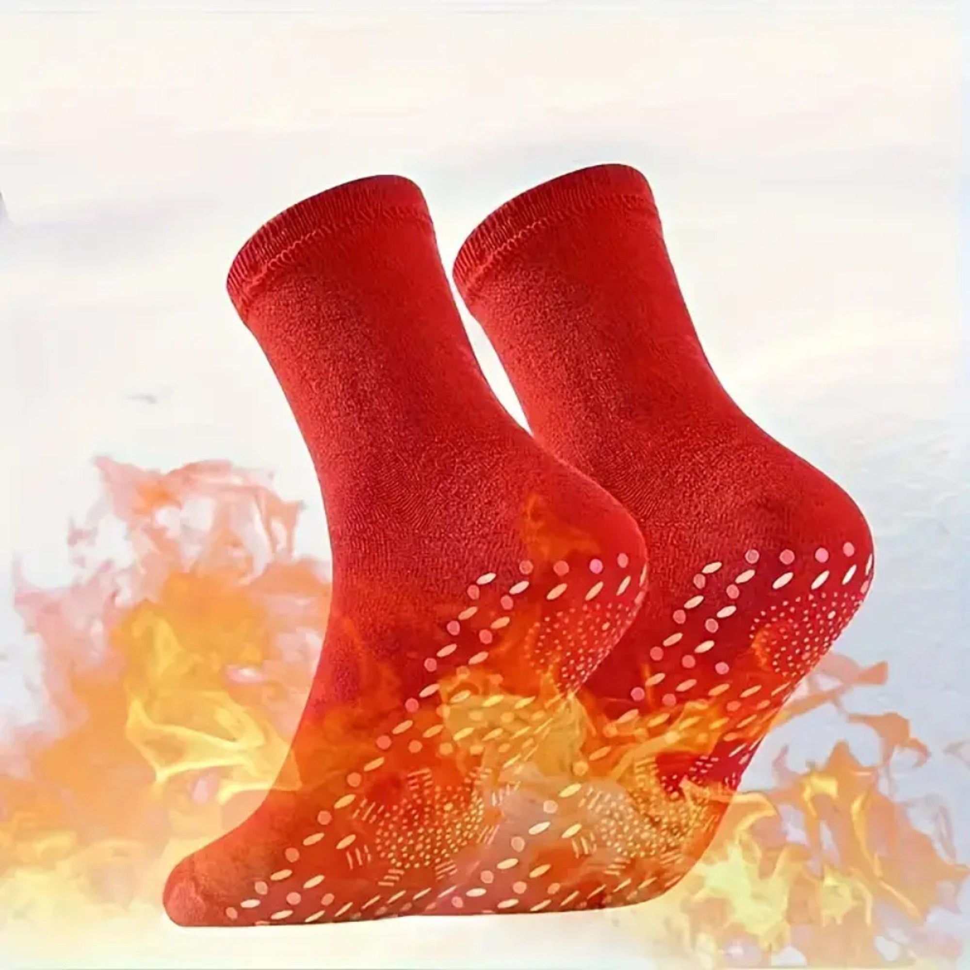 Self Heating Socks Heated Warm Thermal Crew Knit With Non-Slip Grip Soles - Image 2