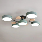 Semi Flush Ceiling Light Chandelier Modern LED Wooden Accents - Image 1