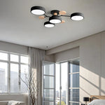 Semi Flush Ceiling Light Chandelier Modern LED Wooden Accents - Image 5
