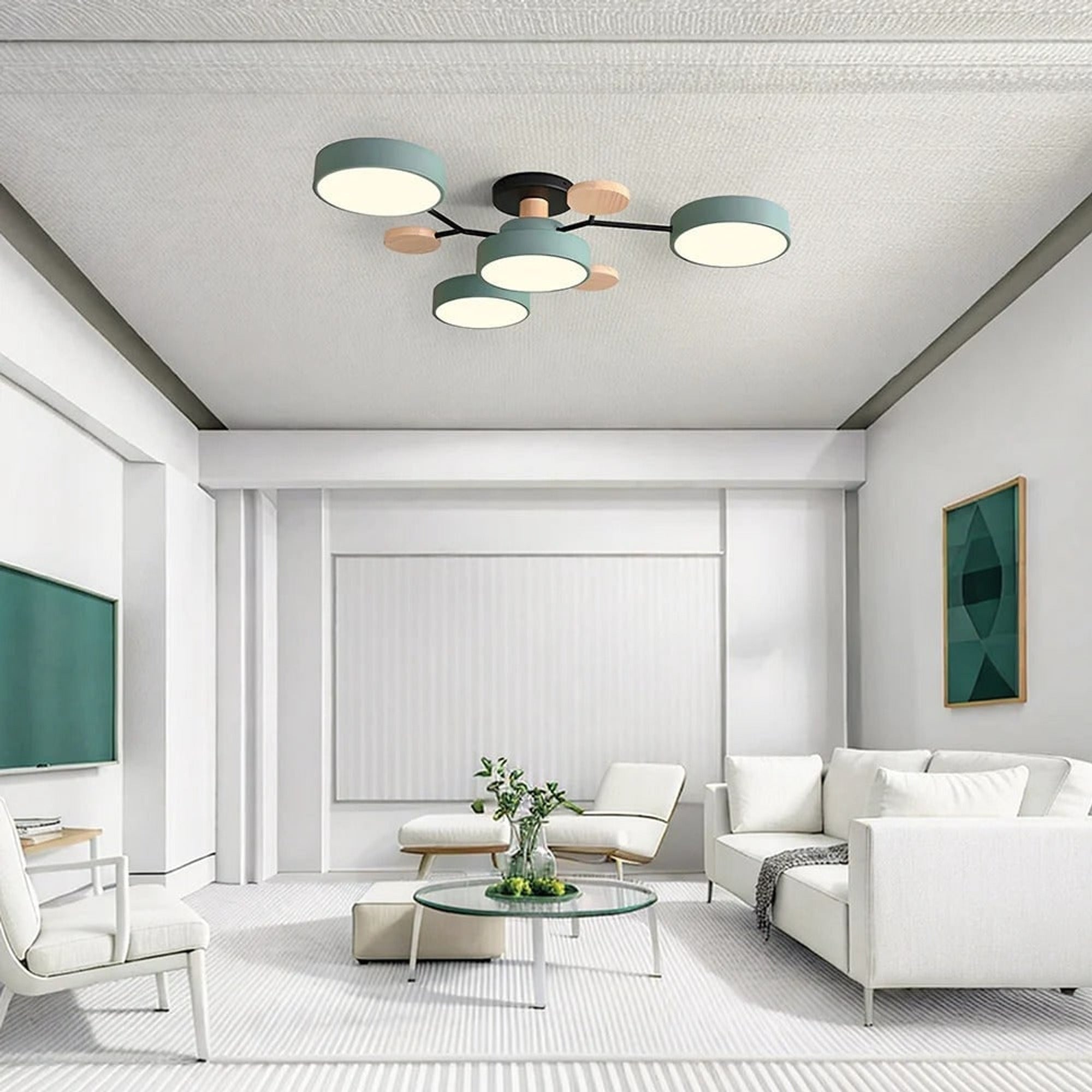 Semi Flush Ceiling Light Chandelier Modern LED Wooden Accents - Image 11