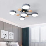 Semi Flush Ceiling Light Chandelier Modern LED Wooden Accents - Image 3