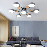 Semi Flush Ceiling Light Chandelier Modern LED Wooden Accents - Image 17