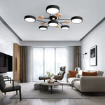 Semi Flush Ceiling Light Chandelier Modern LED Wooden Accents - Image 8