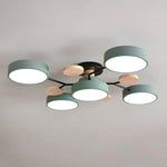 Semi Flush Ceiling Light Modern LED Chandelier Wooden Accents - Image 1