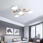 Semi Flush Ceiling Light Modern LED Chandelier Wooden Accents - Image 21