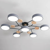 Semi Flush Ceiling Light Modern LED Chandelier Wooden Accents - Image 18
