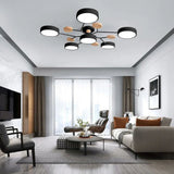 Semi Flush Ceiling Light Modern LED Chandelier Wooden Accents - Image 8