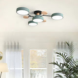 Semi Flush Ceiling Light Modern LED Chandelier Wooden Accents - Image 13
