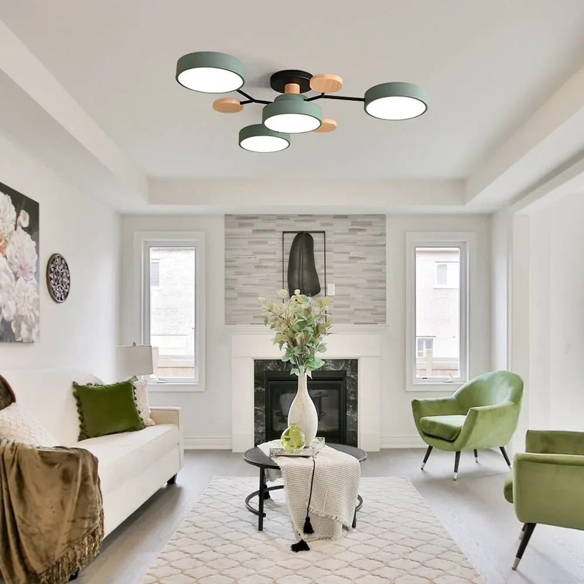 Semi Flush Chandelier Modern LED Ceiling Light With Acrylic Iron - Image 5