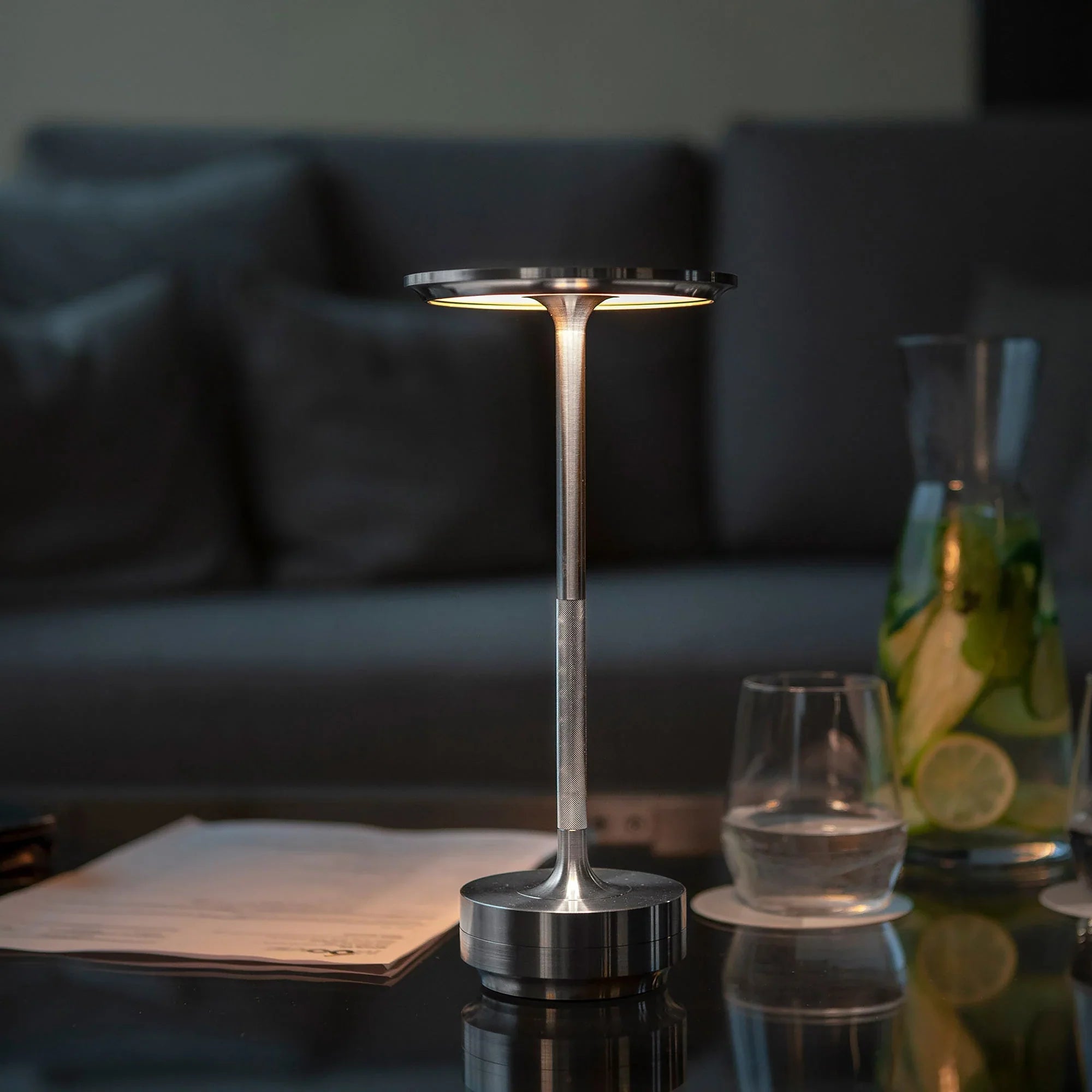 Modern Brass Cone LED Rechargeable Table Lamp 1-Light Lasson Living