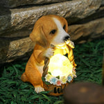 Solar Dog Statue With LED Light Outdoor Garden Patio Decor Automatic On And Off Warm White Light - Image 2