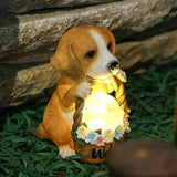 Solar Dog Statue With LED Light Outdoor Garden Patio Decor Automatic On And Off Warm White Light - Image 2