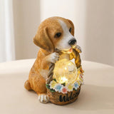Solar Dog Statue With LED Light Outdoor Garden Patio Decor Automatic On And Off Warm White Light - Image 1