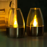 Solar Flameless Candle Dome-shaped Glass Waterproof LED - Image 1