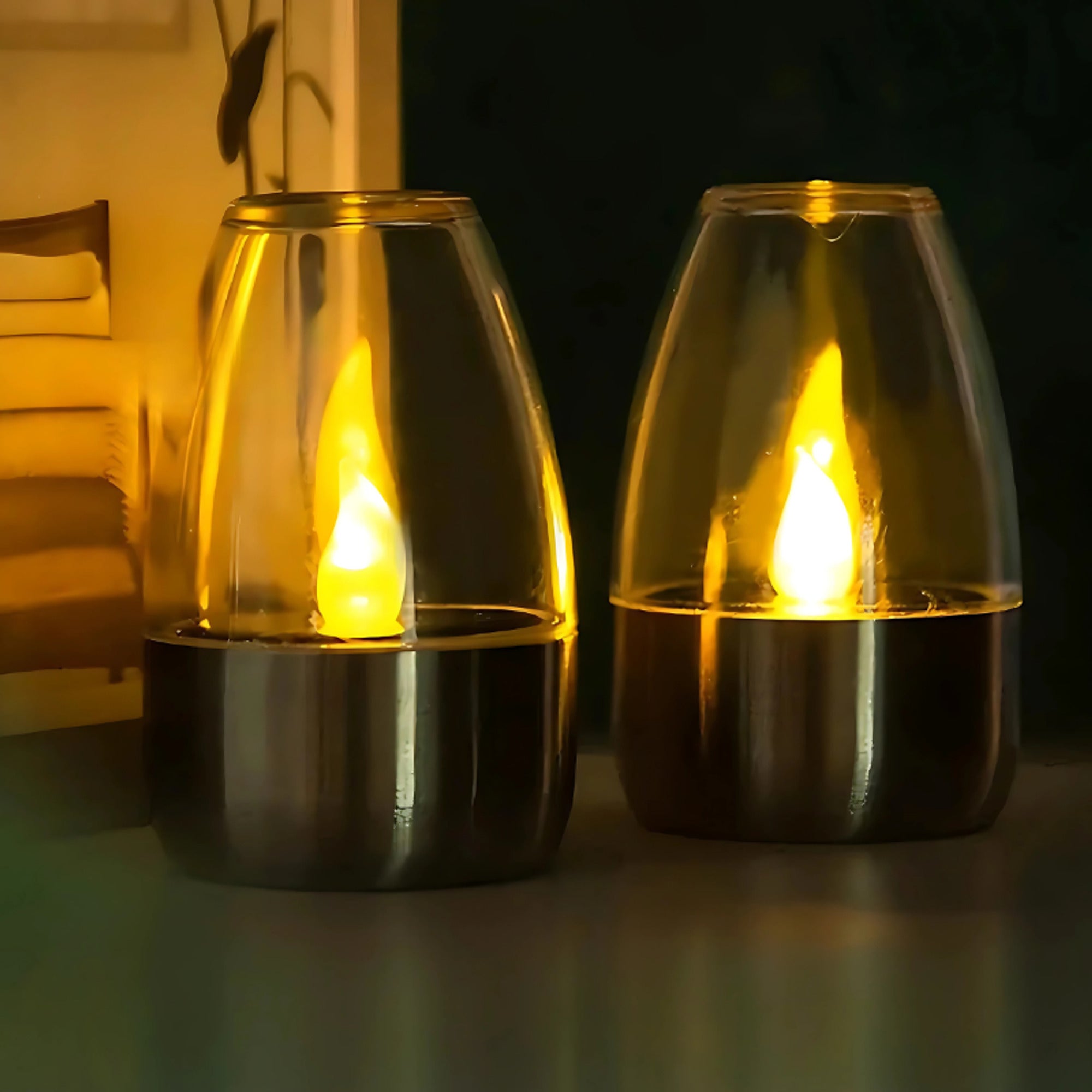 Solar Flameless Candle Dome-shaped Glass Waterproof LED - Image 1