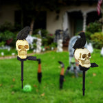 Solar Halloween Light Outdoor Garden LED Crow Skull Stake Wire Free - Image 5
