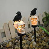 Solar Halloween Light Outdoor Garden LED Crow Skull Stake Wire Free - Image 4