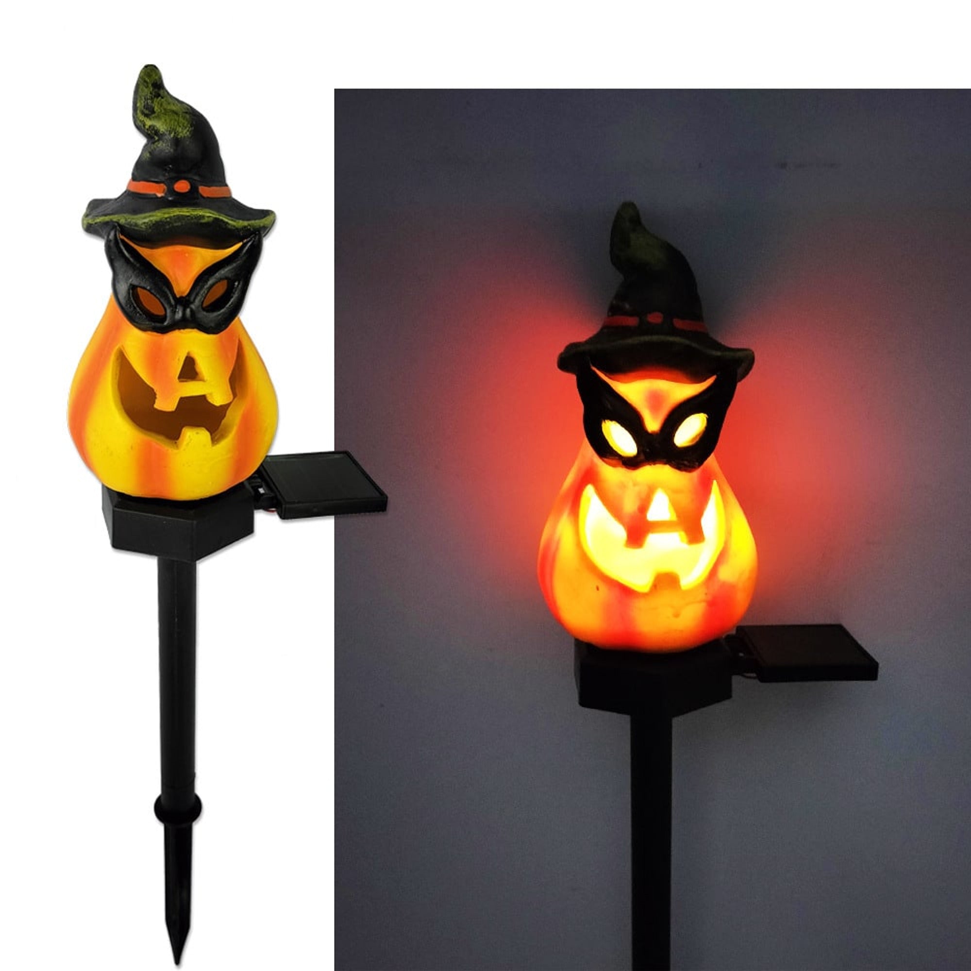 Solar Outdoor Garden Pumpkin Halloween Lanterns - Glasses Pumpkin