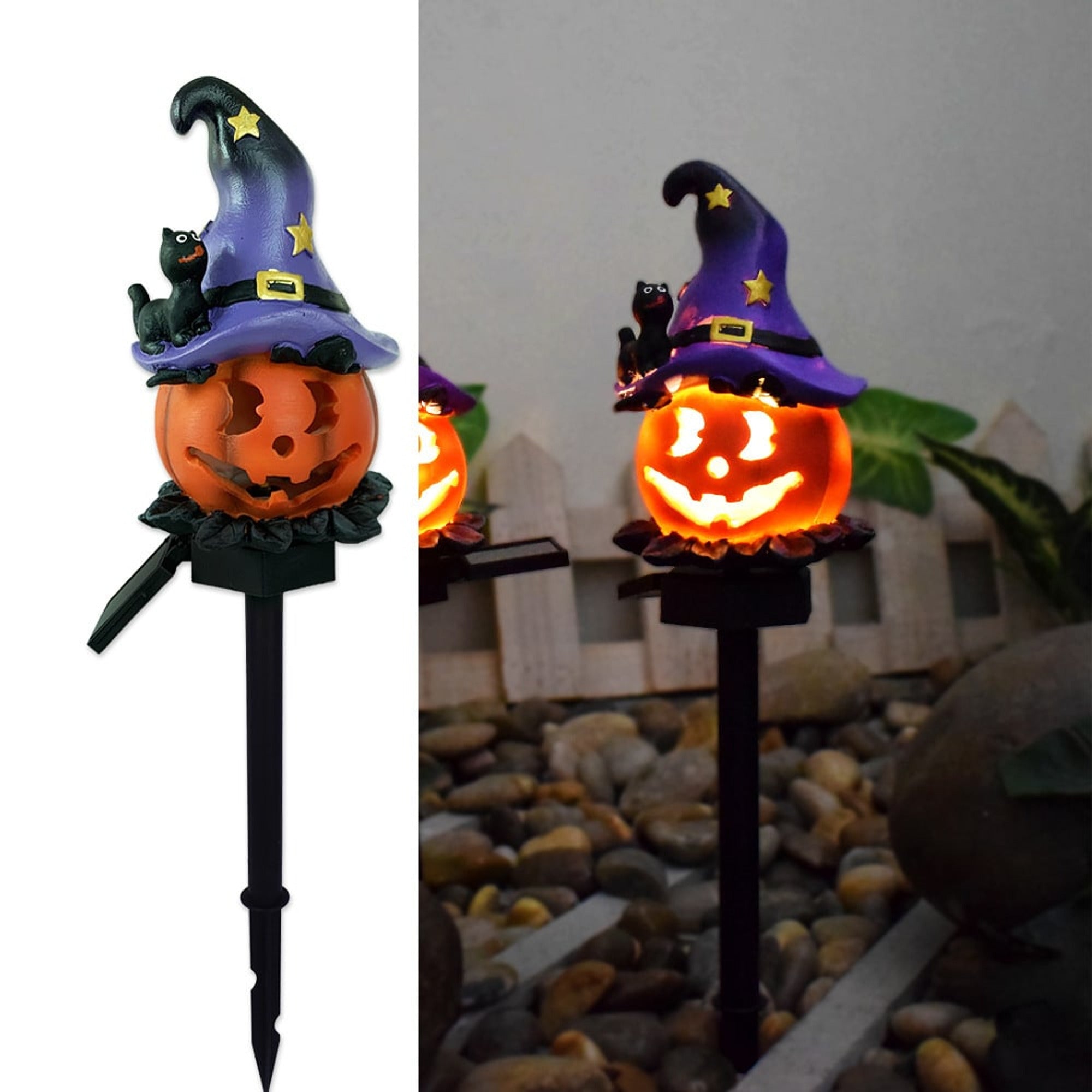 Solar Outdoor Garden Pumpkin Halloween Lanterns - Wizard Pumpkin