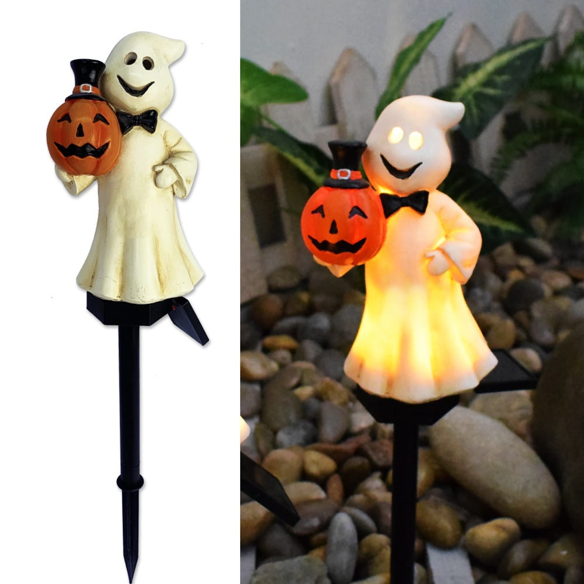 Solar Outdoor Garden Pumpkin Halloween Lanterns - Pumpkin Ghost