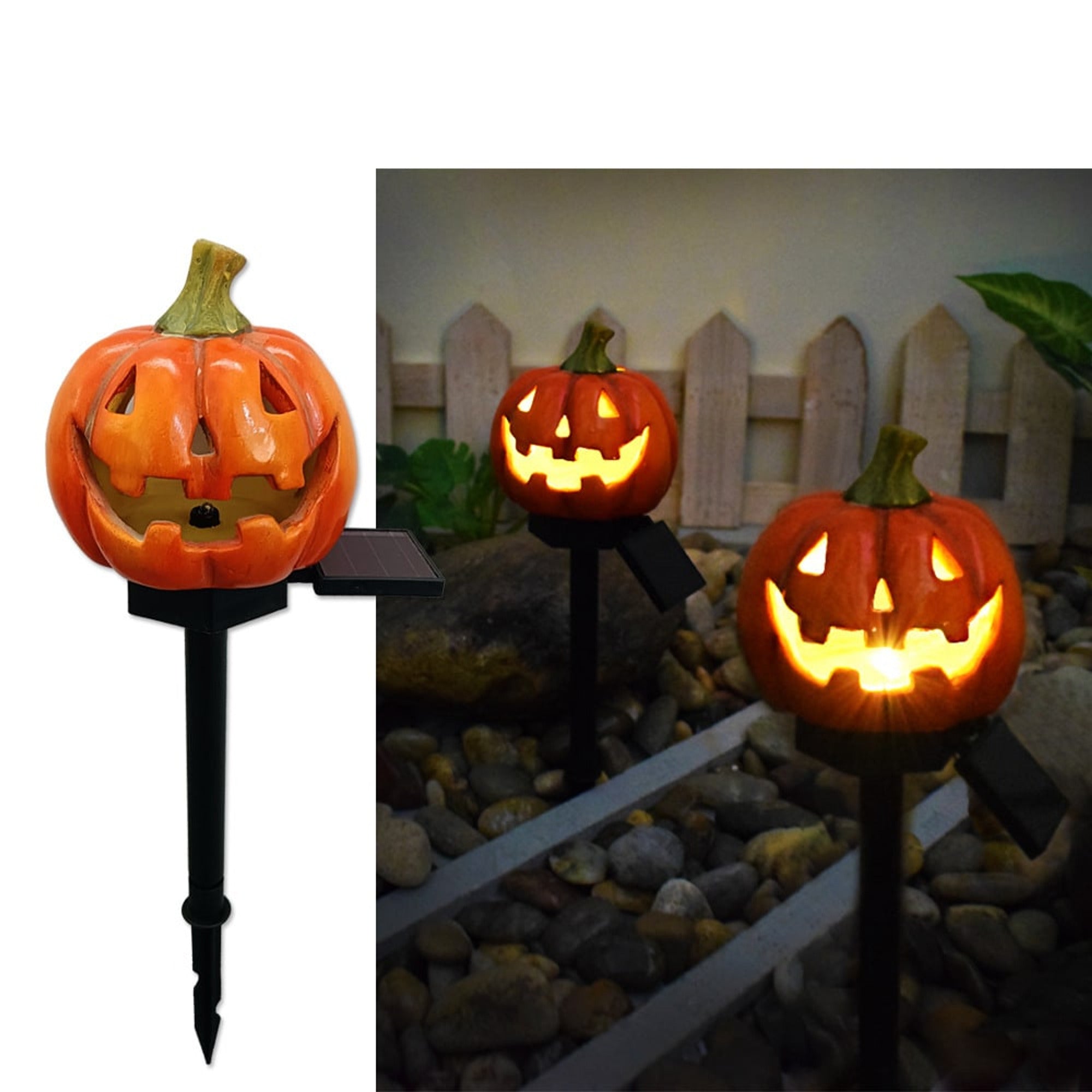 Solar Outdoor Garden Pumpkin Halloween Lanterns - Big Pumpkin