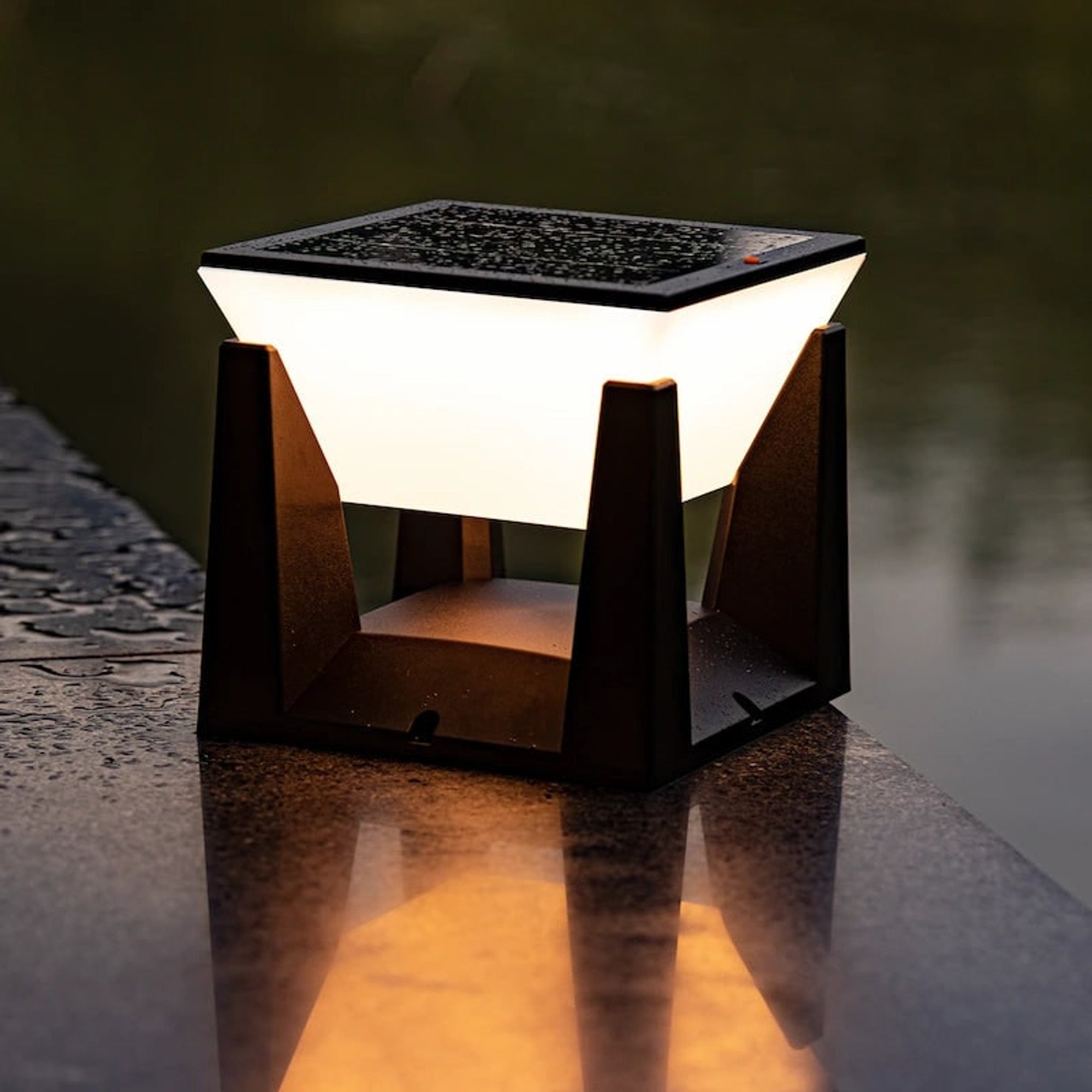 Solar Outdoor Light Modern Geometric Black White Plastic - Image 5