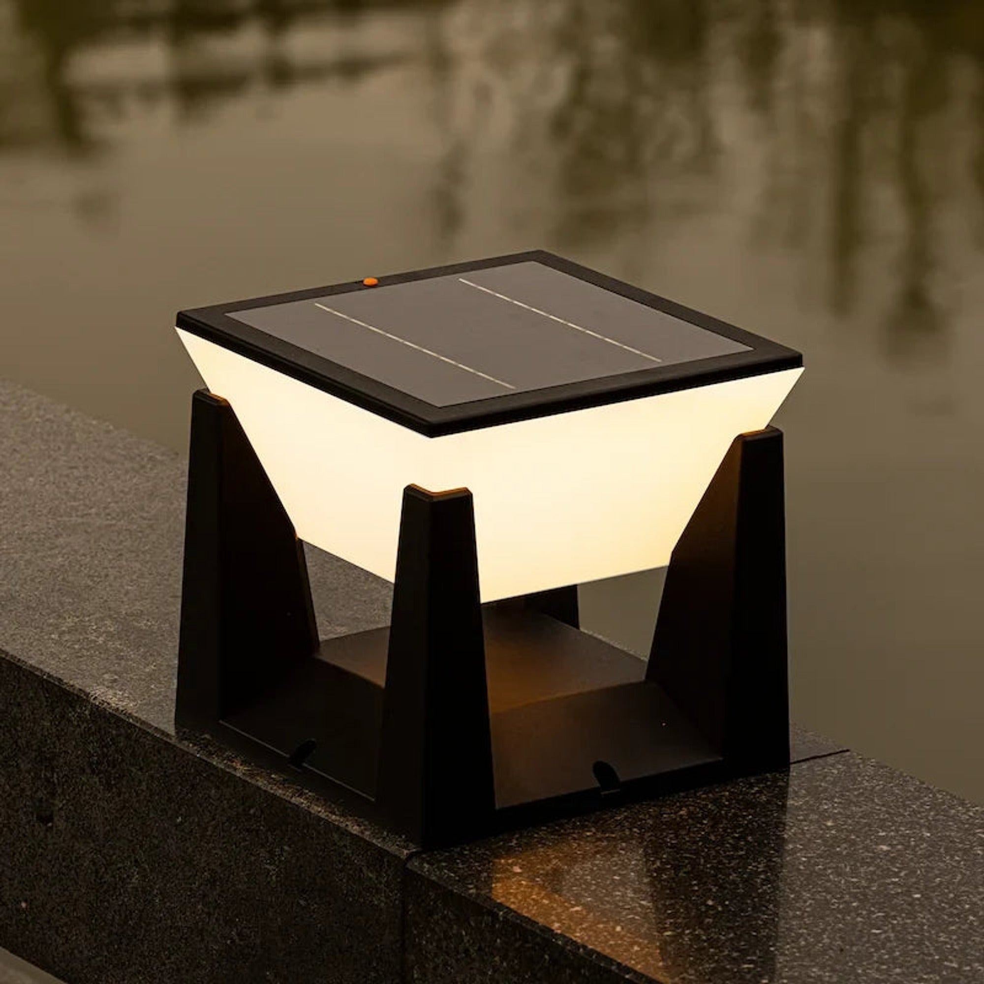 Solar Outdoor Light Modern Geometric Black White Plastic - Image 6