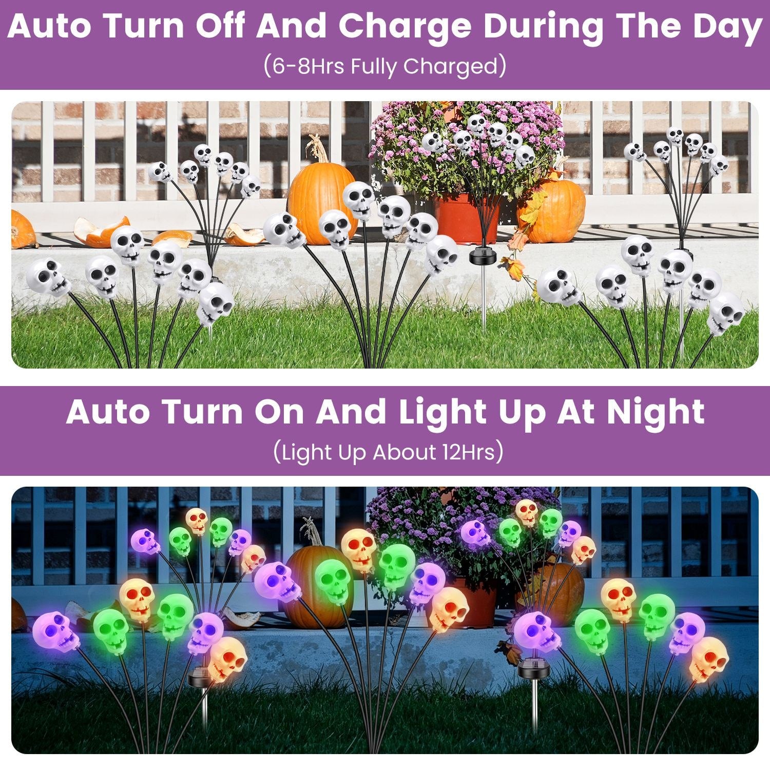 Solar Powered Halloween Pathway Decorations With Multi-Color Stakes - Image 1