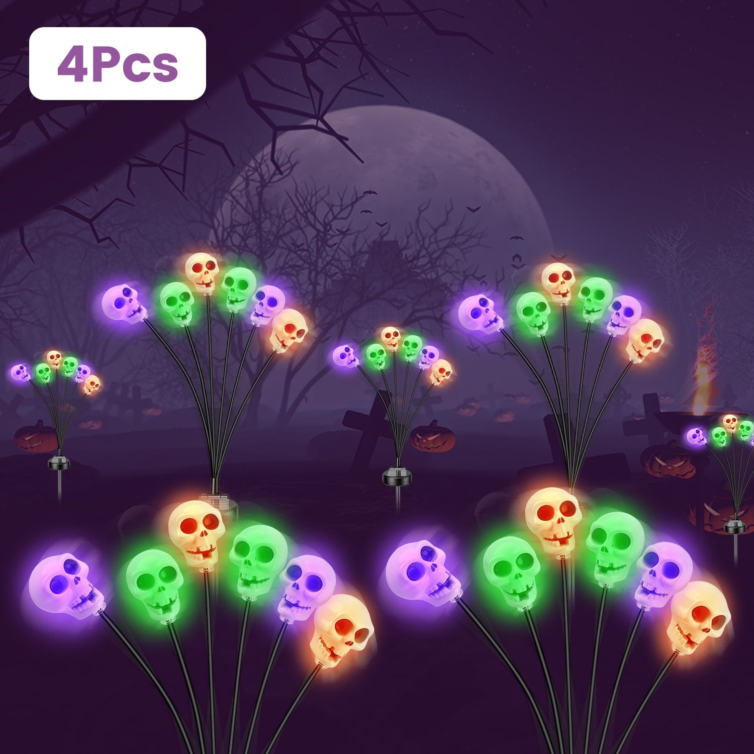 Solar Powered Halloween Pathway Decorations With Multi-Color Stakes - Image 2