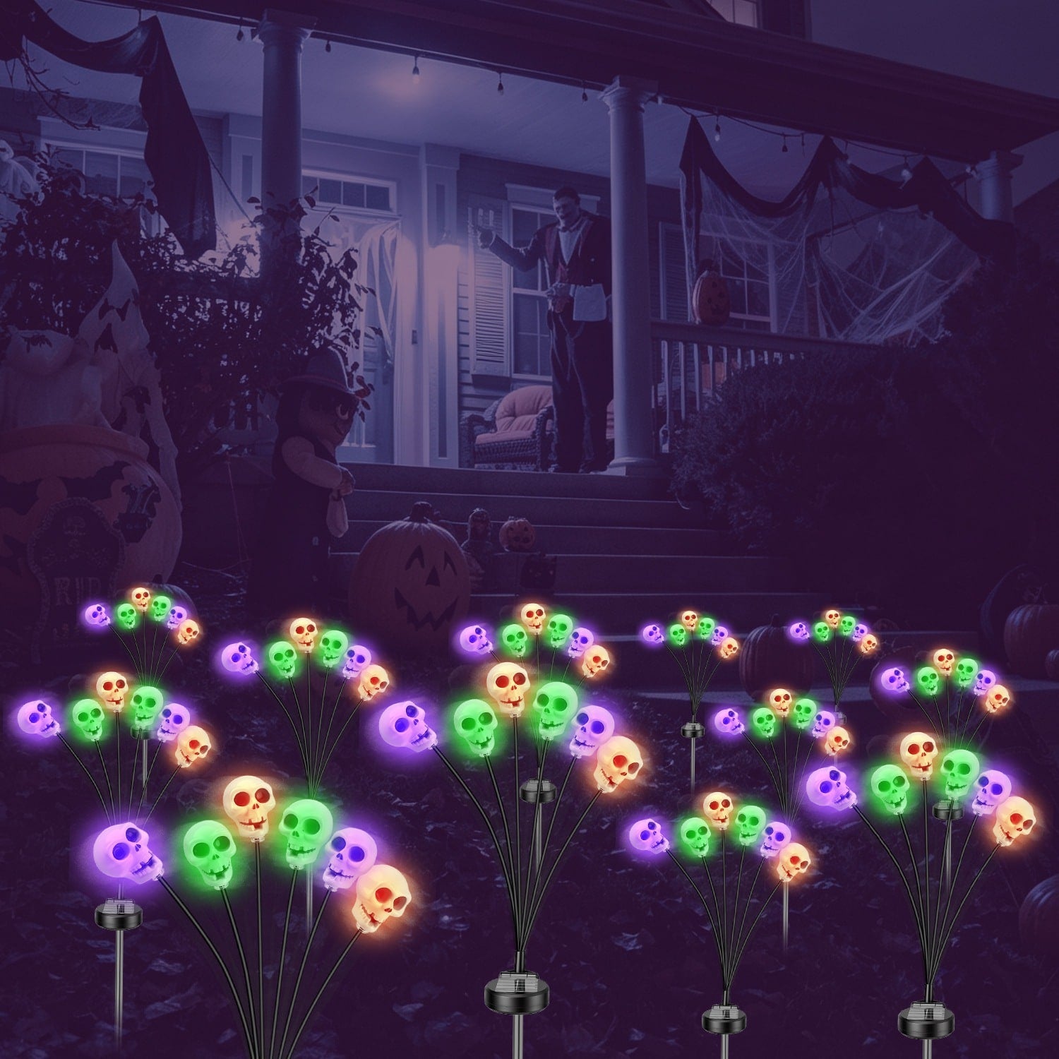 Solar Powered Halloween Pathway Decorations With Multi-Color Stakes - Image 5