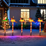 Solar Powered Yard Lights Outdoor Christmas 5 Piece LED Santa And Reindeer Stake Set With Glowing Figures - Image 6