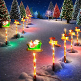Solar Powered Yard Lights Outdoor Christmas 5 Piece LED Santa And Reindeer Stake Set With Glowing Figures - Image 7