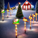Solar Powered Yard Lights Outdoor Christmas 5 Piece LED Santa And Reindeer Stake Set With Glowing Figures - Image 8