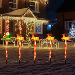Solar Powered Yard Lights Outdoor Christmas 5 Piece LED Santa And Reindeer Stake Set With Glowing Figures - Image 5